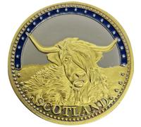 Scottish Souvenir Gift Coin with Map on Flip Side Highland Cow Souvenir Coin