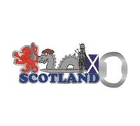 Scottish Souvenir Metal Bottle Opener with Lion, Loch Ness Monster and Piper Design, Decorative Refrigerator Magnet, Scotland Tourist Gift