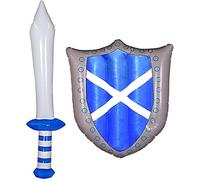 SCOTTISH ST ANDREWS ACCESSORY SET - INFLATABLE SCOTTISH ST ANDREWS SHIELD AND SWORD SUPPORTERS FANCY DRESS COSTUME ACCESSORY 45 X 32 CM INFLATABLE SHIELD & 62 CM INFLATABLE SWORD