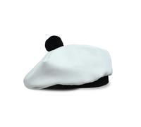 Scottish Tam O’ Shanter Hat Tartan Bonnet Pom Pom Wool Flat Cap One Size, Off-white, One Size