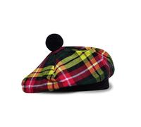 Scottish Tam o’ Shanter Hat Traditional Tartan Bonnet with Pom Pom | Acrylic Wool Flat Cap | One Size Fits Most, Buchanan 024tcp, One size