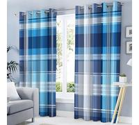 Scottish Tartan Blackout Curtains For Bedroom 54 Inch Length 2 Panels Set Navy Blue Modern Aesthetics Curtains Insulated Room Darkening Window Drapes For Living Room, W66 Xl54