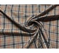 Scottish Tartan Check Fabric Material Design 25 Beige Check 1MTR