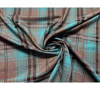 Scottish Tartan Check Fabric Material Design 53 Turqouise Grey 1MTR