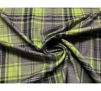 Scottish Tartan Check Fabric Material Design 92 Lime Grey 1MTR
