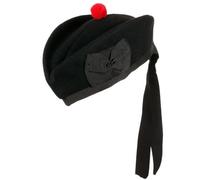 Scottish Tartan Glengarry Hat | Scottish Military Cap | Traditional Scottish Elegance | Piper Bonnet Kilt Tartan Cap (UK, Numeric, 7 1/8, Black Plain)