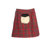 Scottish Tartan Kilt Costume Accessory - Red Tartan Kilt with Attached Zip Sporran Elasticated Waistband - Scotland Burns Night St Andrews Day Fancy Dress Costume