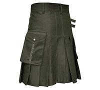 Scottish Tartan Kilt for Men Traditional Highland Utility Kilts Adjustable Buckle Scottish Kilt for Men Sport Jogger UK Casual Pants Plus Size Scotland Company Premium Skirts Outfit for Party Green