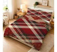 Scottish Tartan Super King Duvet Set Plaid Luxury Bedding Sets Modern Soft Fluffy Microfiber Quilt Covers With 2 Pillowcases 50x75cm Zipper Closure AW-5