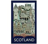 Scottish Tea Towel Souvenir Gift Scotland Landmarks Collage Cityscape Montage