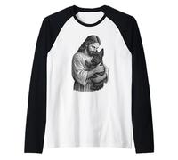 Scottish Terrier And Jesus Christian Faith Dog Lover Raglan Baseball Tee