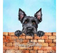 Scottish Terrier Dog Art Square Birthday Card