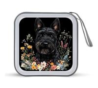 Scottish Terrier Dog CD Holder Case with 40 Capacity Protective Sleeves Hard DVD Storage Wallet for Car