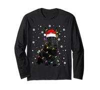Scottish Terrier Dog Christmas Lights Santa Hat Dog Xmas Long Sleeve T-Shirt