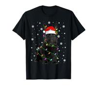 Scottish Terrier Dog Christmas Lights Santa Hat Dog Xmas T-Shirt