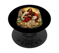 Scottish Terrier Dog He Is Risen Easter Resurrection Cross PopSockets Adhesive PopGrip