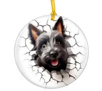 Scottish Terrier Dog Remembrance Ornament Ceramic Xmas Ornaments With Ribbon Crimbo Ornaments
