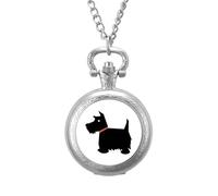 Scottish Terrier Dog Vintage Pocket Watch Alloy Pendant Watches Necklace Gift for Men Women Silver-Style