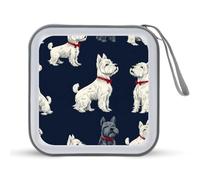 Scottish Terrier Dogs 40 Capacity CD Case Hard Plastic Portable Travel DVD Cases Protective Storage Organizer Binder