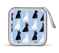 Scottish Terrier Dogs Portable CD Case Holder 40 Capacity Travel DVD Wallet Hard Plastic Zipper Storage for Car Home Travel