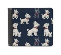 Scottish Terrier Dogs Slim Bi-fold Wallets for Men with 6 Credit Card Slot Leather Trendy Coin Purse
