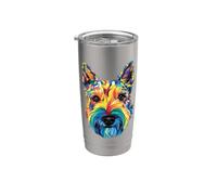 Scottish Terrier Geometric Pop Art Closeup Portrait Face Stainless Steel Insulated Tumbler