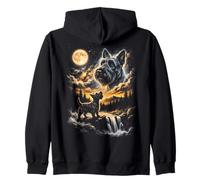 Scottish Terrier Howling To The Moon Zip Hoodie