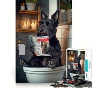 Scottish Terrier on The Toilet 1000 Piece Jigsaw Puzzles for Adults Improve Memory Anxiety Relief Sharp Edge Wall Art Decor (38x52cm)