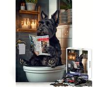 Scottish Terrier on The Toilet 1000 Piece Jigsaw Puzzles for Adults Improve Memory Anxiety Relief Sharp Edge Wall Art Decor (38x52cm)