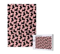 Scottish Terrier Pattern Pink Black,1000 Pieces Adults Puzzle Game Challenging Puzzles,Jigsaw Puzzles