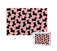 Scottish Terrier Pattern Pink Black,1000 Pieces Wooden Jigsaw Family Game Jigsaw Puzzles for Adults Teens Home Decor