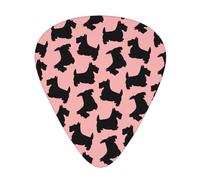 Scottish Terrier Pattern Pink Black,12 Pcs Guitar Pick,3 Different Thickness Plectrums for Acoustic Guitar Bass Ukulele (0.46mm 0.96mm 0.71mm)