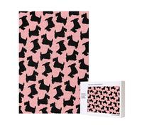 Scottish Terrier Pattern Pink Black,300 Pieces Wooden Jigsaw Family Game Jigsaw Puzzles for Adults Teens