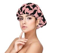 Scottish Terrier Pattern Pink Black,Adult's Satin Sleeping Cap - Women's Elastic Sleep Bonnet, Adjustable Overnight Hair Cover