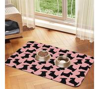 Scottish Terrier Pattern Pink Black,Waterproof Pet Feeding Mat,PU Leather Placemats for Cat Dog Water Bowl,Food Mats,30x45cm