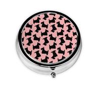 Scottish Terrier Pattern Pink BlackMeta Pill Box 3 Compartment Medicine Case,Portable Organizer