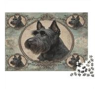 Scottish Terrier Portrait-Vintage Dog Art Style 1000pc Jigsaw As Interlocking Puzzles Jigsaw Puzzles That Are Impossible Hard Difficult Challenging for Home Decor Hobby 70x50cm/1000pcs