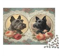 Scottish Terrier Portraits-vintage Decorative Art Style Family Puzzles 1000 Pieces with High Definition Print Centenary Jigsaws for A Sustainable Hobby As Wall Art Puzzle 38x26cm/1000pcs
