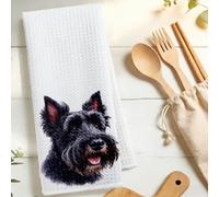 Scottish Terrier Print Kitchen Towels, Absorbent Soft Tea Towel, Pet Dog Decoration Hand Towel, Microfiber Fast Drying Dish Cloths for Kitchen Bathroom Home, Dog Lover Gifts for Women Men