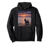 Scottish Terrier Sunset Beach Scotty Dog Artwork Pullover Hoodie