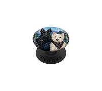 Scottish Terrier Westie Dog Tartan Art Nouveau PopSockets Adhesive PopGrip