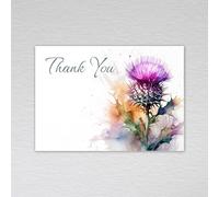 Scottish Thank You Cards / A6 Postcard Non-folded Notecards Scotland Flower Theme Burns Night, St Andrews Dinner: Scottish Thistle Wedding Thank You Cards (Pack of 50 without Envelopes)