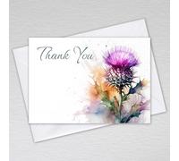 Scottish Thank You Cards with Envelopes / A6 Postcard Non-folded Notecards Scotland Flower Theme Burns Night, St Andrews Dinner: Scottish Thistle Wedding Thank You Cards (Pack of 20 with Envelopes)