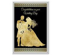 Scottish Themed Wedding Cards - Congratulations Special Day - Blank Inside to Write own Message - Scotland Marriage Keepsake Card - Unusual Scots Greeting - Quality - Bride & Groom in Kilt Theme