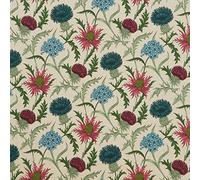 Scottish Thistle 100% Cotton Curtain Upholstery Cushion Roman Blind Fabric - Carmine - A4 Sized Sample