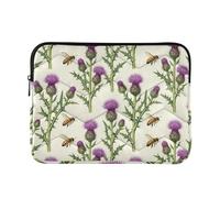 Scottish Thistle and Bumblebees Bee White Laptop Sleeve Case 15-16 Inch Thin Laptop Storage Bag for Work Journey
