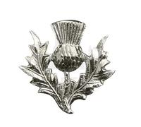 Scottish Thistle Cap Badge Silver Chrome - Glengarry & Balmoral Hat Pin Badge Highland Wear