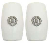 Scottish Thistle China Salt and Pepper Shakers Cruet Set Modern White CSP 371