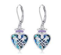 Scottish Thistle Earrings S925 Sterling Silver Abalone Shell Celtic Knot Earring Leverback Earrings Scottish Thistle Jewelry Gifts for Women Mom Wife