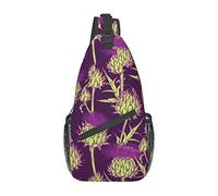 Scottish Thistle Flower Blossom Purple Small Sling Bag for Men Women Crossbody Backpack Cycling Hiking Daypack Shoulder Chest Bag